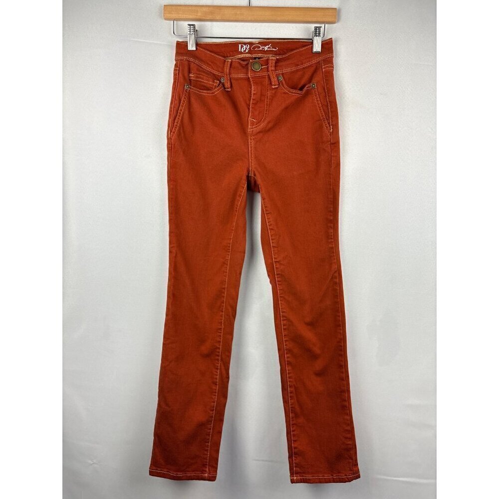 Dg2 By Diane Gilman Womens Rust Straight Leg Jeans Size 0 Cotton Blend